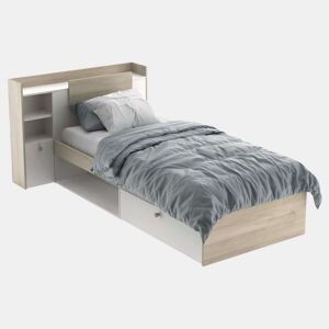 Cama Life Youth com cabeceira em carvalho Kronberg e branco 90x190-200 cm