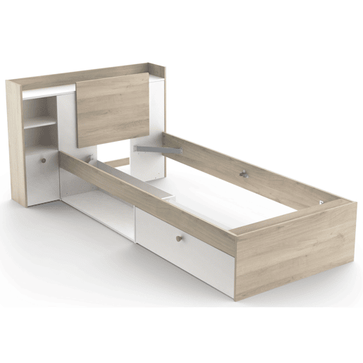 Cama Life Youth com cabeceira em carvalho Kronberg e branco 90x190-200 cm Cama Life Youth com cabeceira em carvalho Kronberg e branco 90x190-200 cm