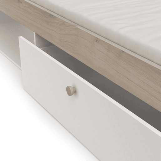 Cama Life Youth com cabeceira em carvalho Kronberg e branco 90x190-200 cm Cama Life Youth com cabeceira em carvalho Kronberg e branco 90x190-200 cm