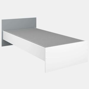 Cama Germain Jovem 90x190 em Branco Fosco e Cinza com Cabeceira, Melamina, Moderna - 120cm