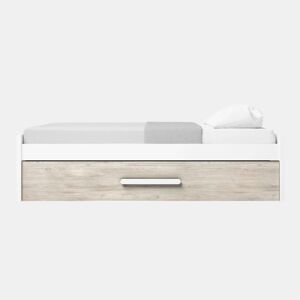 Cama de rodízio para quarto juvenil em estilo nórdico em carvalho Sahara e branco fosco 90x190 cm