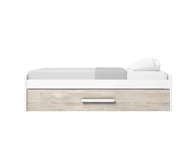 Cama Nido para Habitación Dormitorio Juvenil Estilo Nórdico en Color Roble Sahara y Blanco Mate 90x190 cm