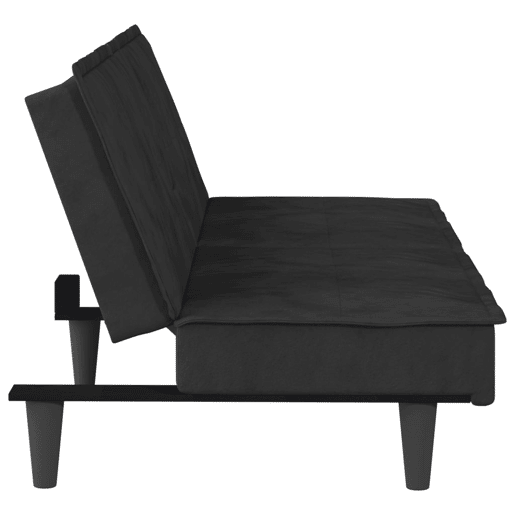 Sofá cama com porta-copos 200 x 89 x 70 cm veludo preto 02_0019846