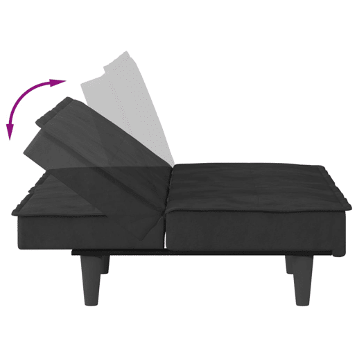 Sofá cama com porta-copos 200 x 89 x 70 cm veludo preto 02_0019846