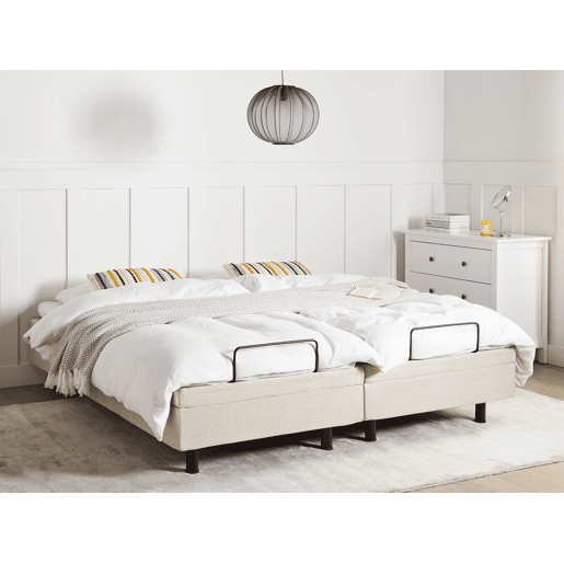 Cama ajustável sem cabeceira Tecido DUKE II 160 x 200 cm Creme