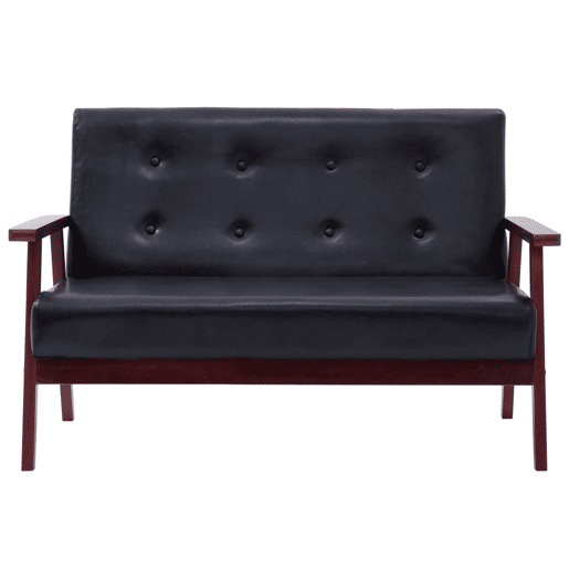 Conjunto de sofá de couro sintético preto de 3 peças 02_0019078