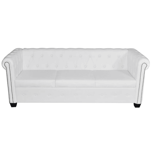 Sofá-cama de 3 lugares conversível para sala de estar cama de hóspedes dobrável para sala de estar assentos interiores de casa couro sintético branco 02_0018853