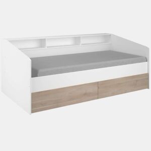 Cama estilo jovem cor branca com gavetas de carvalho japonês quarto infantil moderno 90x190-200 cm