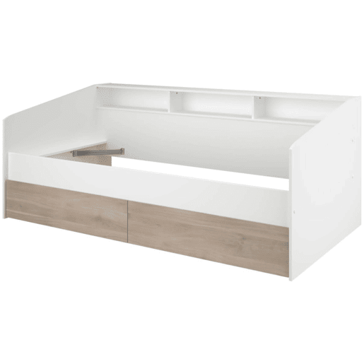Cama estilo jovem cor branca com gavetas de carvalho japonês quarto infantil moderno 90x190-200 cm