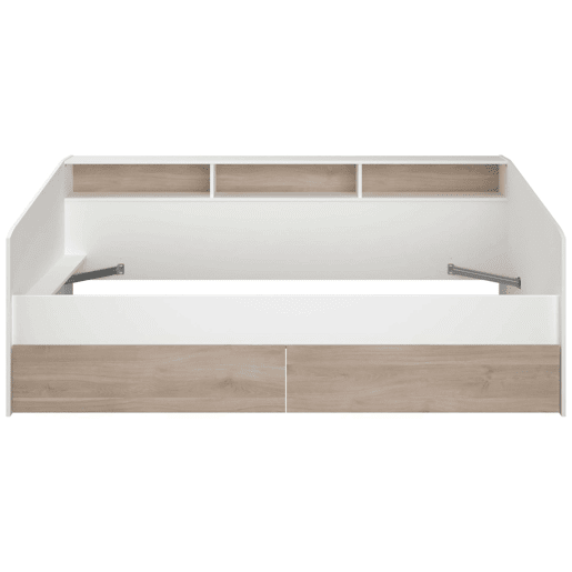 Cama estilo jovem cor branca com gavetas de carvalho japonês quarto infantil moderno 90x190-200 cm