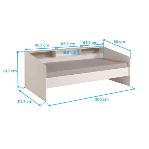 Cama estilo jovem cor branca com gavetas de carvalho japonês quarto infantil moderno 90x190-200 cm