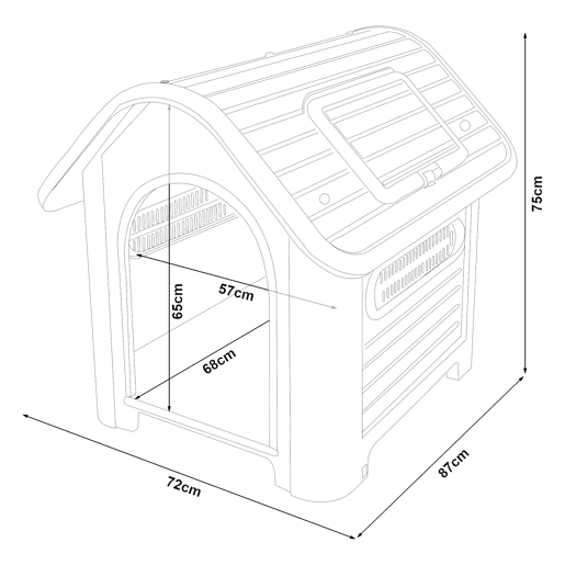 Casinha de cão Bello com escotilha no telhado 87x72x75 plástico brancoverde en.casa