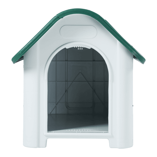 Casinha de cão Bello com escotilha no telhado 87x72x75 plástico brancoverde en.casa