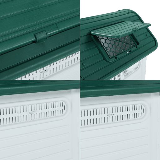 Casinha de cão Bello com escotilha no telhado 87x72x75 plástico brancoverde en.casa