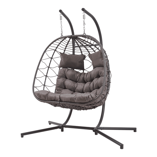Cadeira suspensa dupla Skense com estrutura 198x156x98 cm cinzento en.casa
