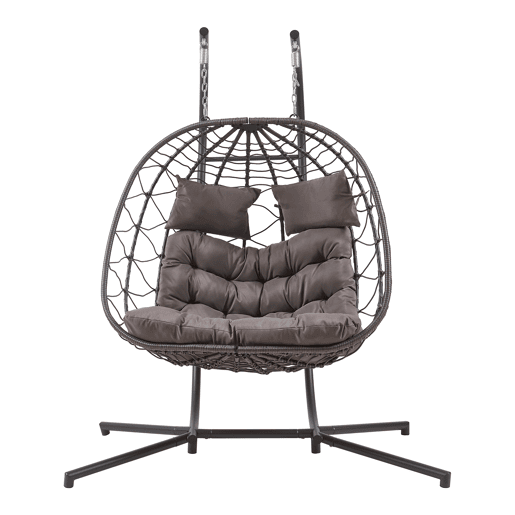 Cadeira suspensa dupla Skense com estrutura 198x156x98 cm cinzento en.casa