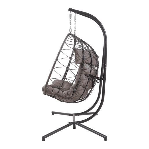 Cadeira suspensa dupla Skense com estrutura 198x156x98 cm cinzento en.casa