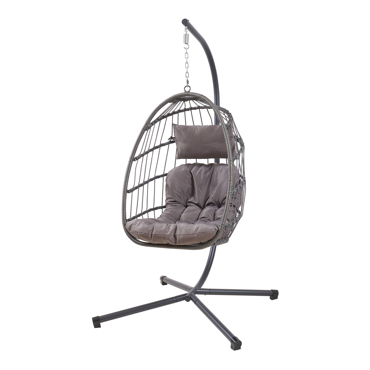 Silla colgante edeng con soporte y cojín 196x110x95cm - gris [en.casa]