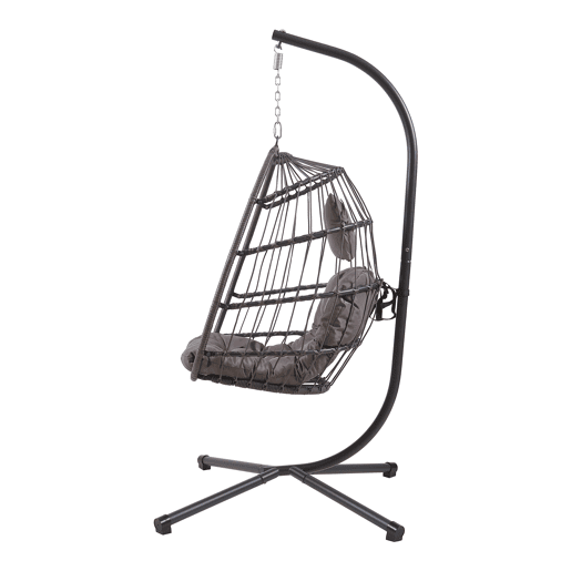 Cadeira suspensa Edeng com estrutura 198x110x95 cm cinzento en.casa