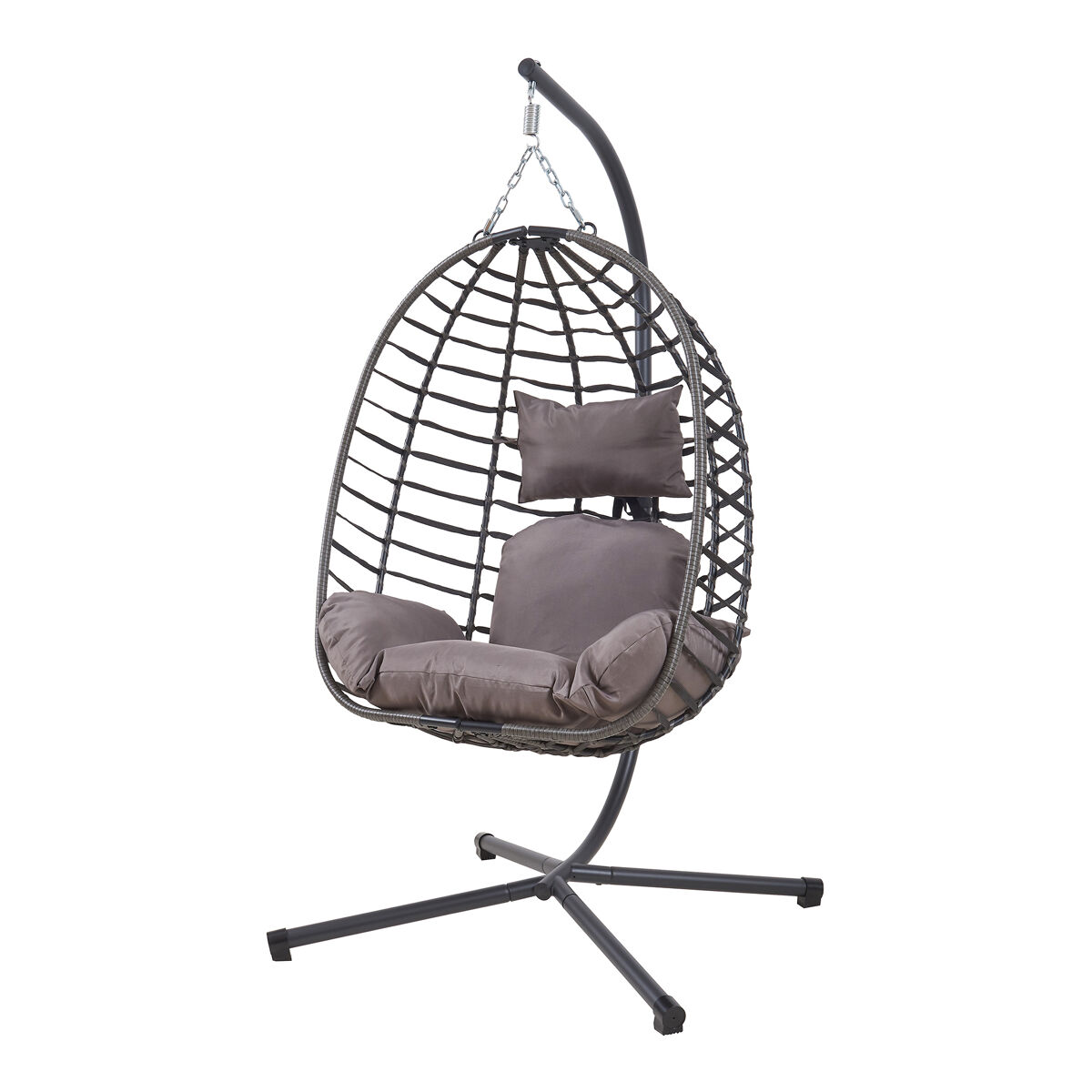 Silla colgante kandsvas con soporte y cojín 196x110x95cm - gris [en.casa]