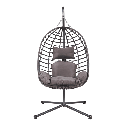 Cadeira suspensa Kandsvas com estrutura 198x110x95 cm cinzento en.casa Cadeira suspensa Kandsvas com estrutura 198x110x95 cm cinzento en.casa