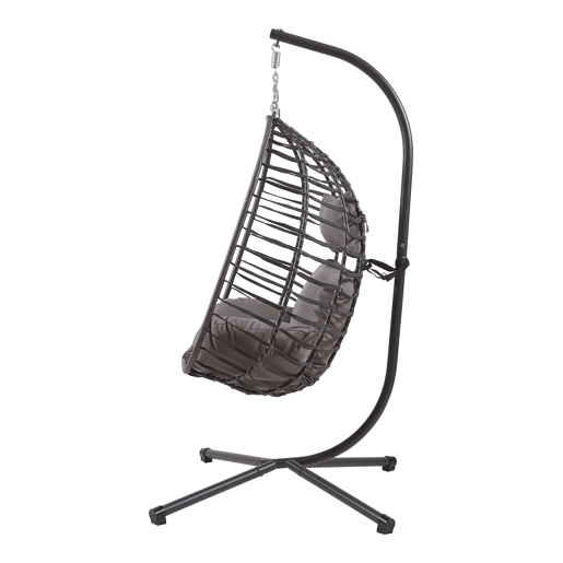 Cadeira suspensa Kandsvas com estrutura 198x110x95 cm cinzento en.casa Cadeira suspensa Kandsvas com estrutura 198x110x95 cm cinzento en.casa
