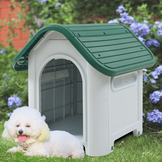 Casinha de cão Bello 75 x 59 x 66 cm plástico brancoverde en.casa