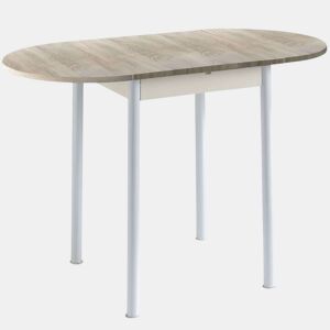Conjunto de mesa de cozinha extensível e 2 cadeiras Butterfly, mesa de jantar dobrável em carvalho e branco, 55-115 x 61 x 74 cm