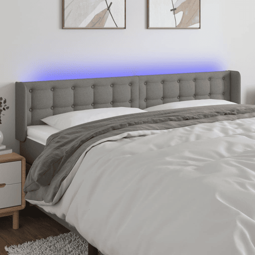 vidaXL Cabeceira cama c luzes LED tecido 183x16x7888cm cinza-escuro