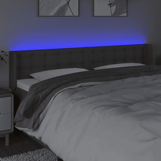 vidaXL Cabeceira cama c luzes LED tecido 183x16x7888cm cinza-escuro