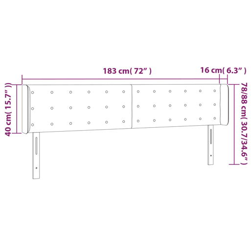 vidaXL Cabeceira cama c luzes LED tecido 183x16x7888cm cinza-escuro
