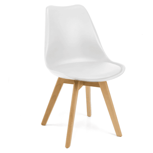 Conjunto de mesa e 4 cadeiras estilo nórdico em branco fosco e carvalho canadense