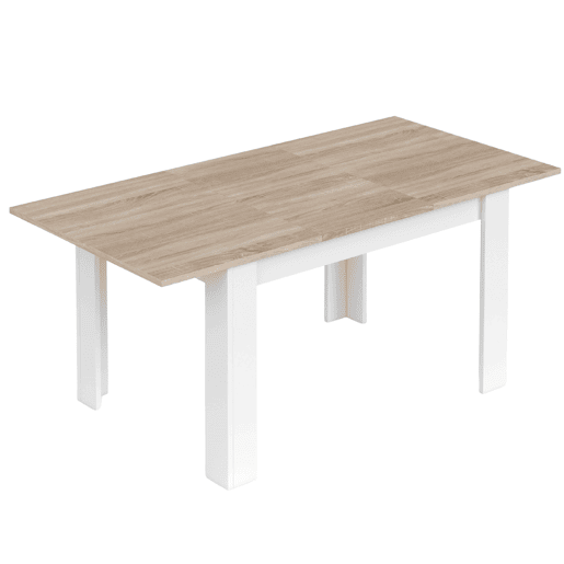 Conjunto de mesa e 4 cadeiras estilo nórdico em branco fosco e carvalho canadense