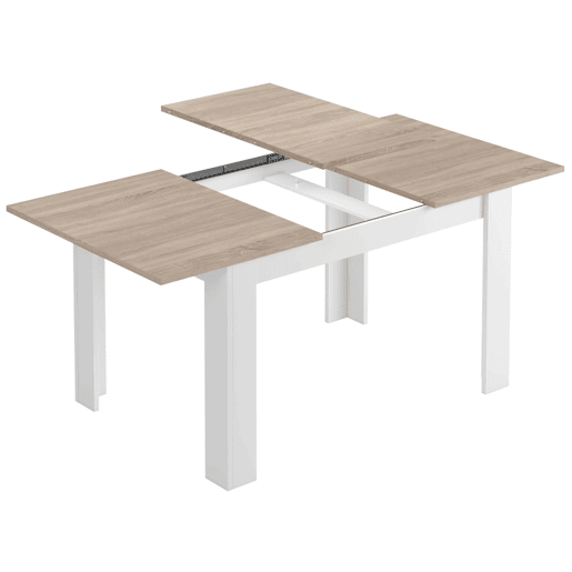 Conjunto de mesa e 4 cadeiras estilo nórdico em branco fosco e carvalho canadense