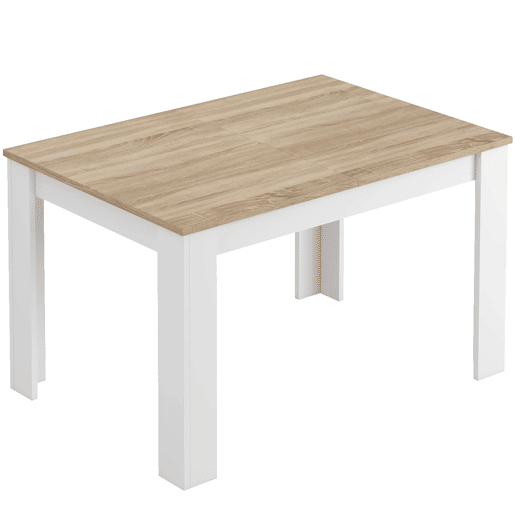 Conjunto de mesa e 4 cadeiras estilo nórdico em branco fosco e carvalho canadense