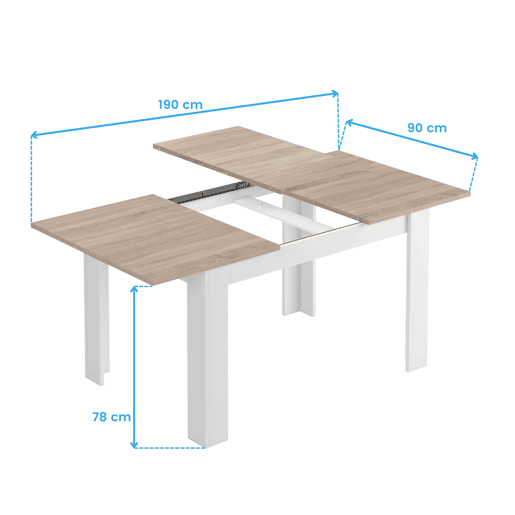 Conjunto de mesa e 4 cadeiras estilo nórdico em branco fosco e carvalho canadense
