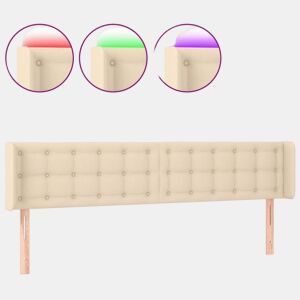 vidaXL Cabeceira de cama c luzes LED tecido 203x16x7888 cm cor creme