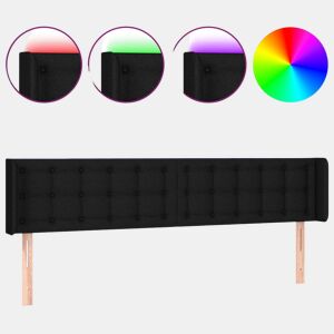 vidaXL Cabeceira de cama c luzes LED tecido 203x16x7888 cm preto