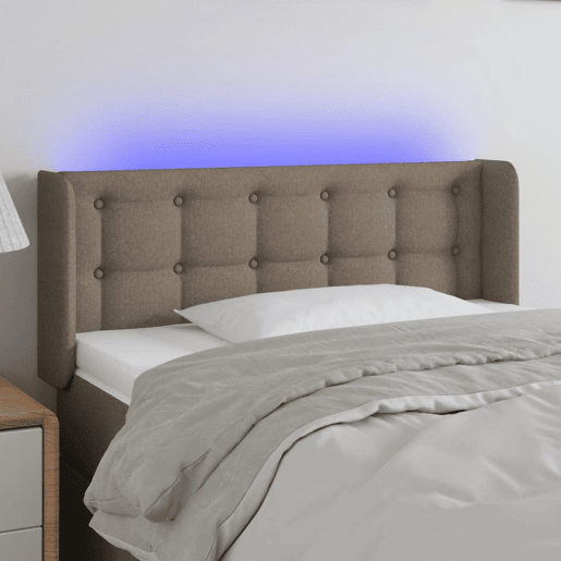 vidaXL Cabeceira cama luzes LED tecido 83x16x7888cm cinza-acastanhado