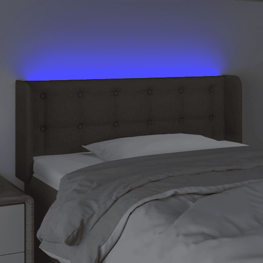 vidaXL Cabeceira cama luzes LED tecido 83x16x7888cm cinza-acastanhado