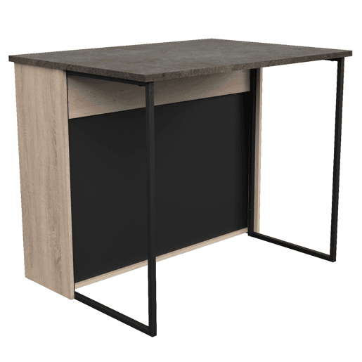 Ilha de cozinha estilo industrial Arko em carvalho bruto e preto com 5 espaços de armazenamento 109x90x80 cm
