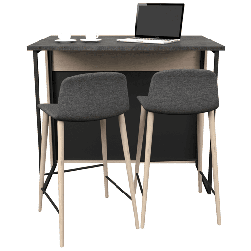 Ilha de cozinha estilo industrial Arko em carvalho bruto e preto com 5 espaços de armazenamento 109x90x80 cm