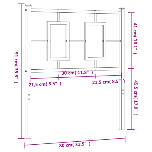 vidaXL Cabeceira de cama 75 cm metal branco