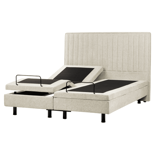 Cama ajustável Tecido DUKE II 160 x 200 cm Creme