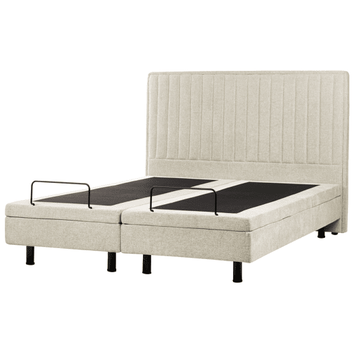 Cama ajustável Tecido DUKE II 160 x 200 cm Creme
