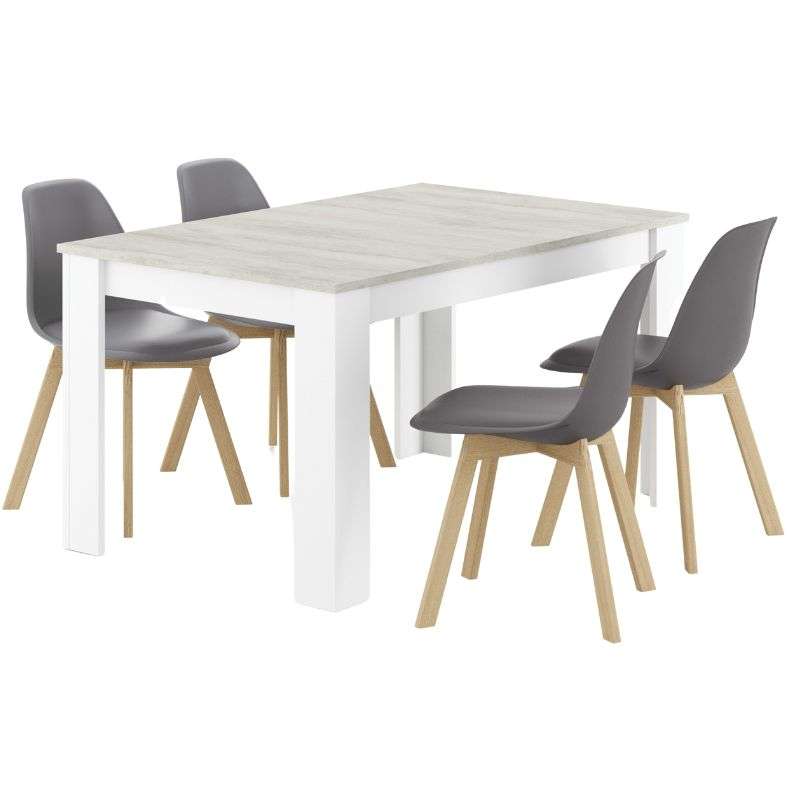 Pack Mesa y 4 Sillas Estilo Nórdico Moderno