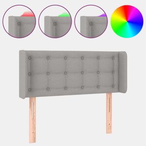 vidaXL Cabeceira de cama c luzes LED tecido 93x16x7888cm cinza-claro