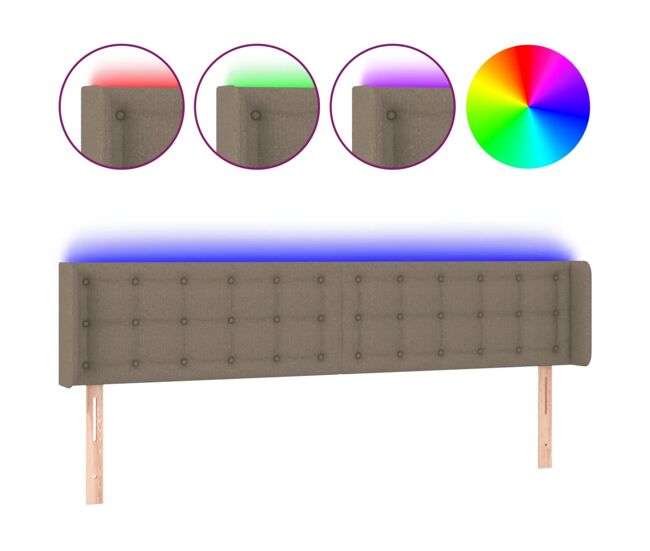 Vidaxl cabecero con led de tela gris taupe 203x16x78/88 cm