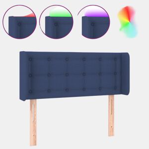 vidaXL Cabeceira de cama c luzes LED tecido 103x16x7888 cm azul