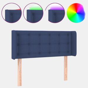 vidaXL Cabeceira de cama c luzes LED tecido 93x16x7888 cm azul